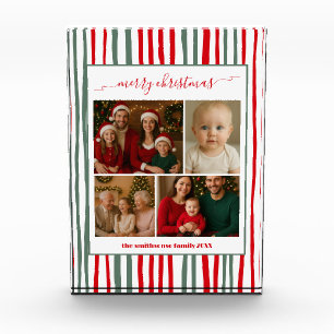 Elegant Stripes family Photo merry Christmas day Block