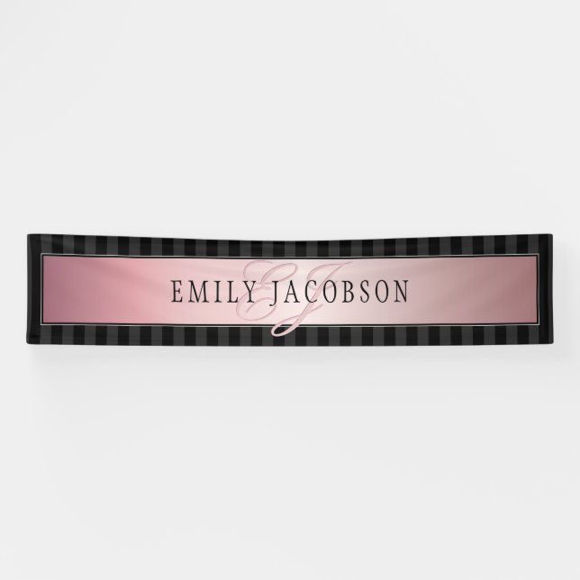 Elegant Stripes Faux Rose Gold | Your Message Banner (Horizontal)