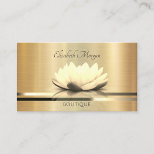 Elegant Stripes Gold Lotus Business Card
