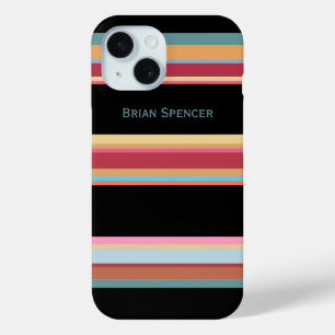 elegant stripes & name iPhone 15 case