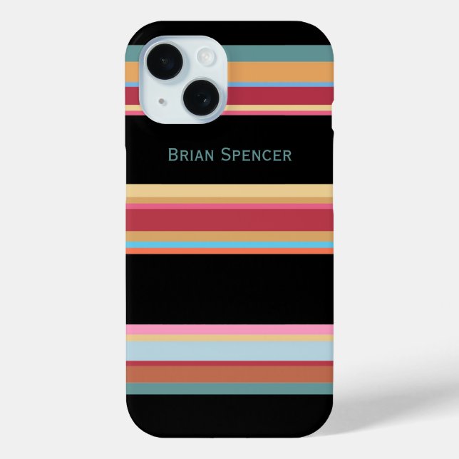 Elegant Stripes & Name Case-Mate iPhone Case (Back)