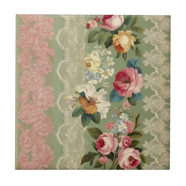 Elegant Stripes of Vintage Ceramic Tile (Front)