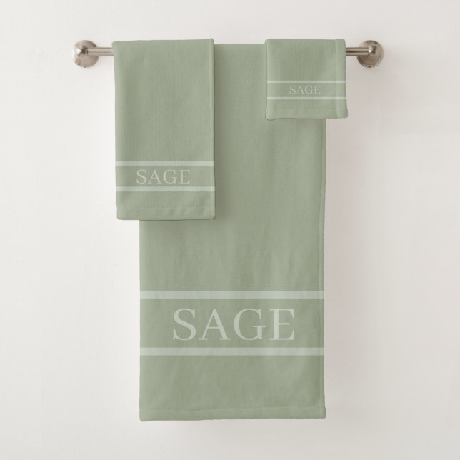 Elegant Stripes on Sage Bath Towel Set (Insitu)