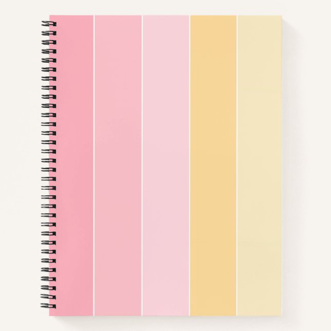 Elegant Stripes Pastel Colours Pink Vanilla Yellow Notebook (Front)