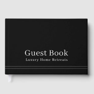 Elegant Stripes Vacation Rental Guest Book Black