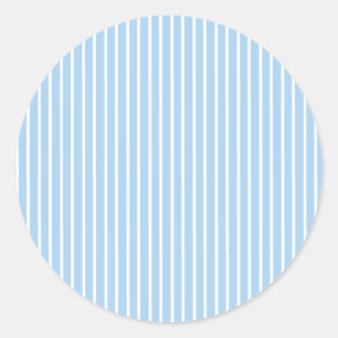 Elegant Stripes White - Baby Blue Classic Round Sticker