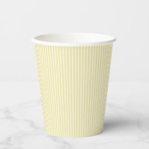 Elegant Stripes White - Butter Yellow Paper Cups