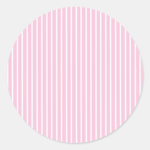 Elegant Stripes White - Light Pink Classic Round Sticker