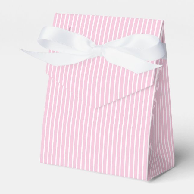 Elegant Stripes White - Light Pink  Favour Box (Front Side)