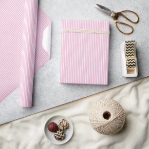 Elegant Stripes White - Light Pink  Wrapping Paper