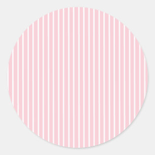 Elegant Stripes White - Pink Classic Round Sticker
