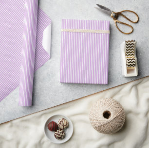 Elegant Stripes White - Soft Lilac Wrapping Paper