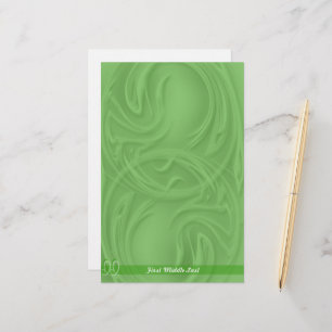Elegant Strokes Over Green Abstract Personalised Stationery