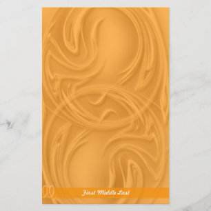 Elegant Strokes Over Orange Abstract Personalised Stationery