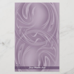 Elegant Strokes Over Purple Abstract Personalised Stationery