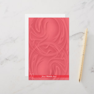 Elegant Strokes Over Red Abstract Personalised Stationery