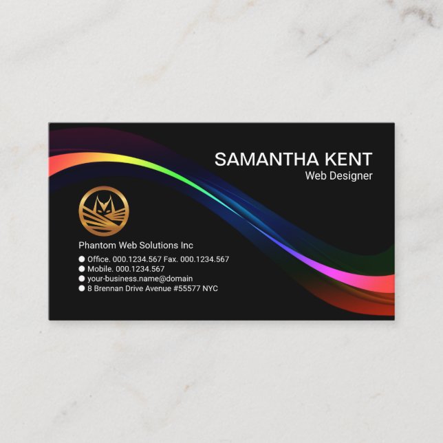 Elegant Stunning Glowing Optic Wave Technology Business Card (Front)