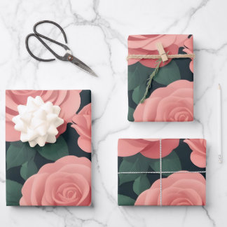 Elegant  stunning pink roses  wrapping paper sheet