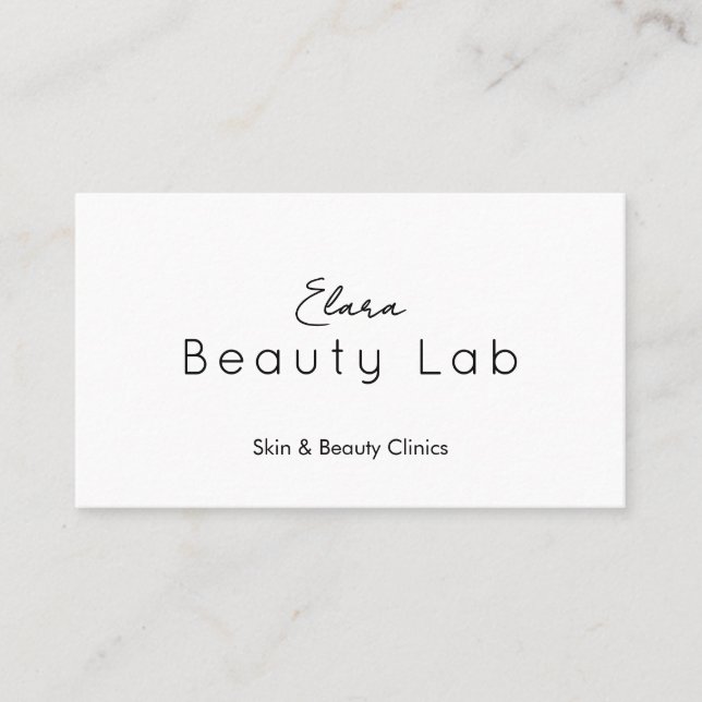 Elegant Stunning Skincare Clinics Minimalist Clean Business Card (Front)