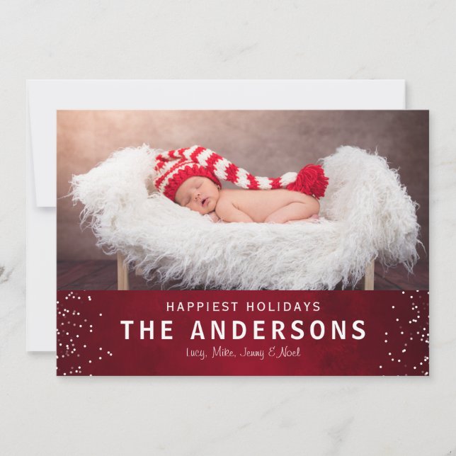 Elegant Styish Red Happy Holidays Christmas Holiday Card (Front)