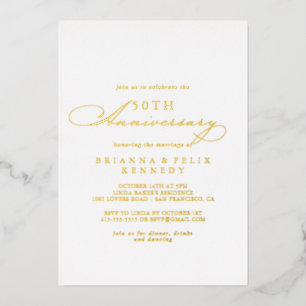 Elegant Stylish 50th Wedding Anniversary Gold