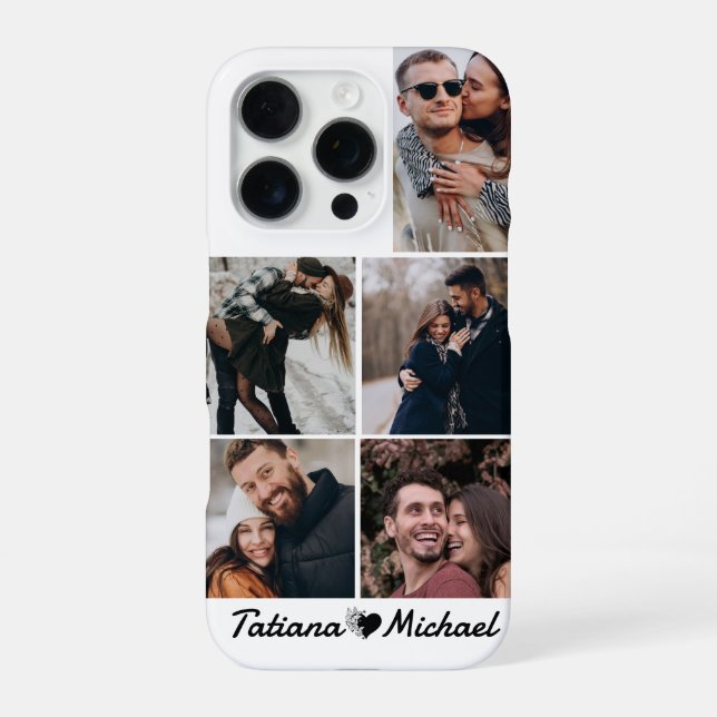 elegant stylish 5 photos collage  iPhone case (Back)