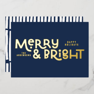 elegant stylish All is bright Christmas Foil Holiday Card