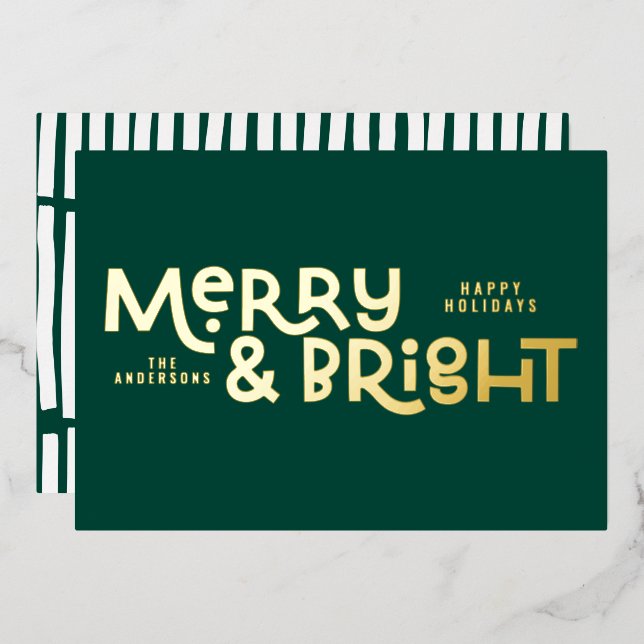 elegant stylish All is bright Christmas   Foil Holiday Card (Front/Back)