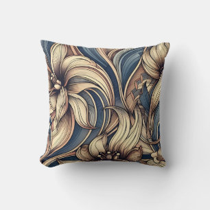 Elegant & Stylish Art Nouveau Floral Gold Accent Cushion