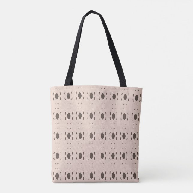 Elegant Stylish Beige & Brown Oval Pattern Tote Bag (Back)
