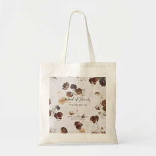 Elegant Stylish Beige Roses Floral Toile Wedding Tote Bag