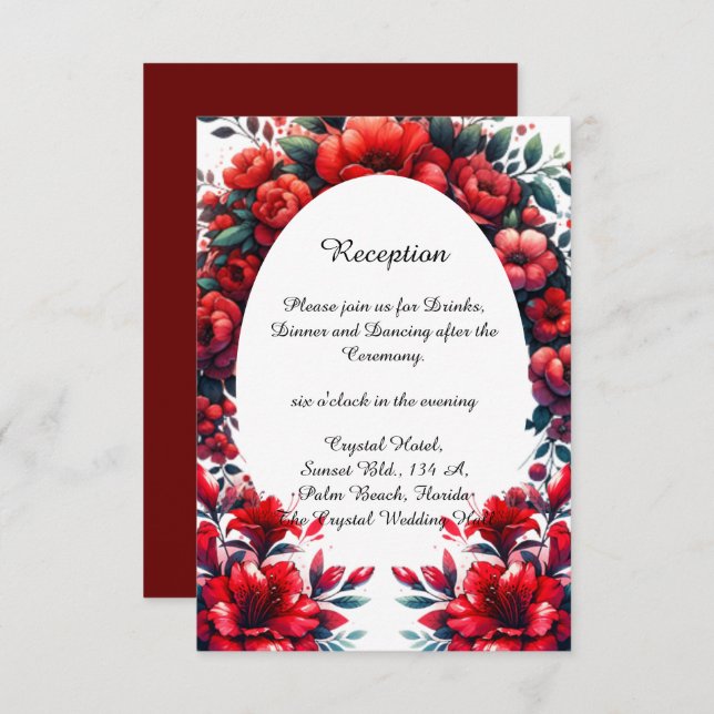 Elegant Stylish Big Red Poppies Wedding Enclosure Card (Front/Back)
