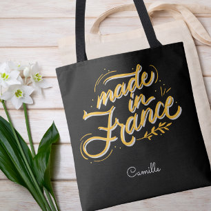 Elegant Stylish Black and White French Monogram Tote Bag