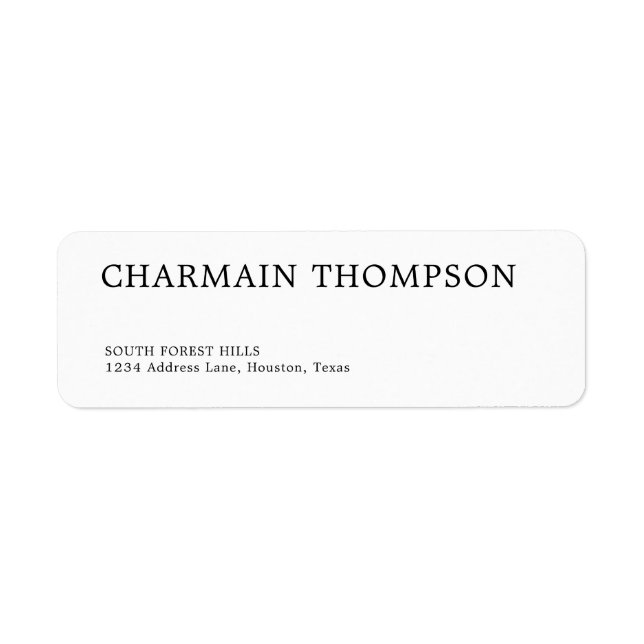 Elegant Stylish Black and White Return Address Label (Front)