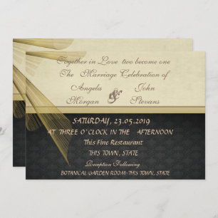Elegant Stylish Black Damask  Wedding Invitation