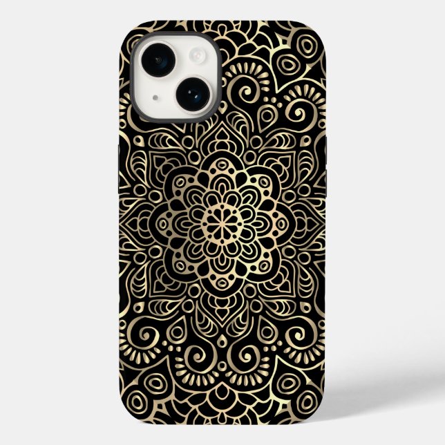 Elegant Stylish Black Gold Mandala   Case-Mate iPhone Case (Back)