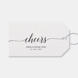 Elegant Stylish Black Lettering Cheers Event Party Gift Tags