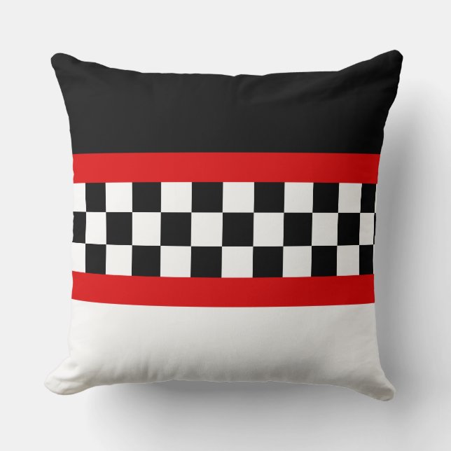 Elegant Stylish Black Red and White Throw Pillow (Front)