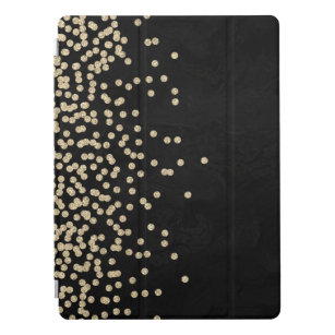 Elegant Stylish Black- Shiny Foil Confetty-Diamond iPad Pro Cover