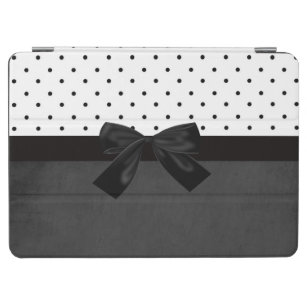Elegant Stylish Black,White Polka Dots-Black Bow iPad Air Cover
