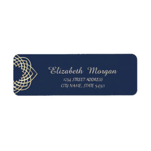 Elegant Stylish,Blue ,Gold Address Return Address Label