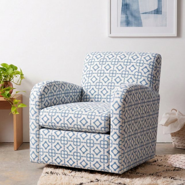 Elegant Stylish Blue & White Geometric Pattern Fabric (Creator Uploaded)