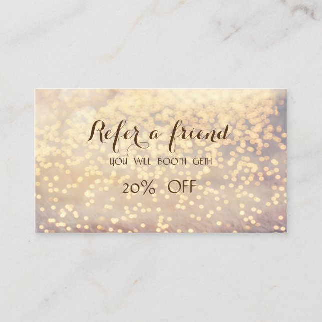 Elegant Stylish Bokeh  Referral Card (Front)