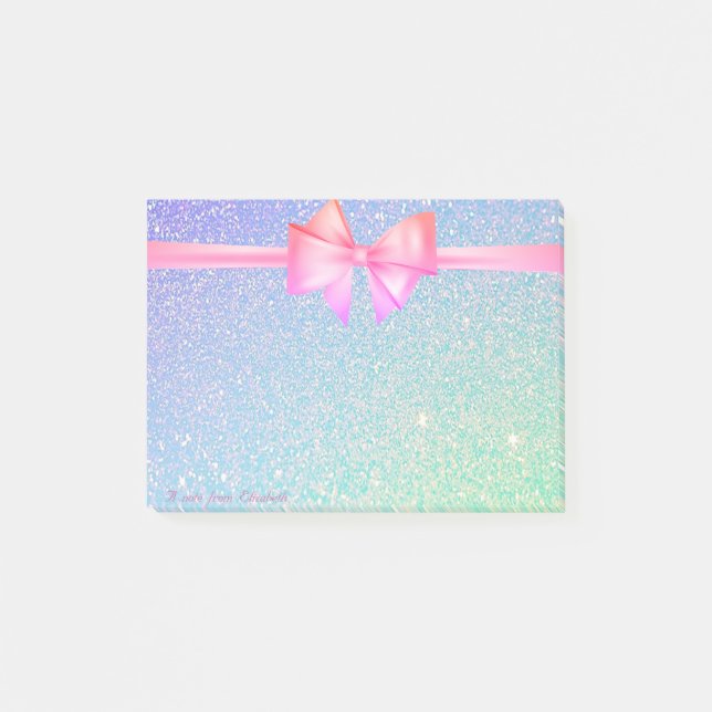 Elegant Stylish, Bow,Glittery Post-it Notes (Front)