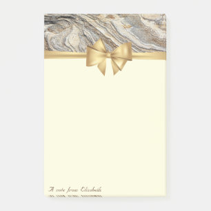 Elegant Stylish, Bow, Marble Texture Post-it Notes