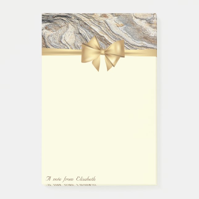Elegant Stylish, Bow, Marble Texture Post-it Notes (Front)