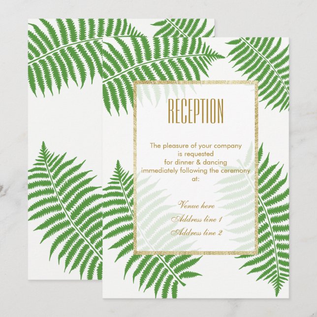 Elegant Stylish Bracken Wedding Reception Invitation (Front/Back)