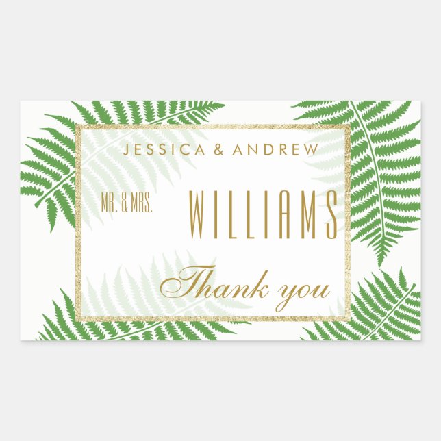 Elegant Stylish Bracken Wedding Thank You Rectangular Sticker (Front)