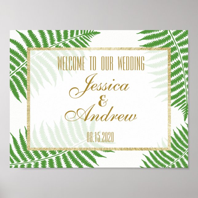 Elegant Stylish Bracken Wedding Welcome Poster (Front)