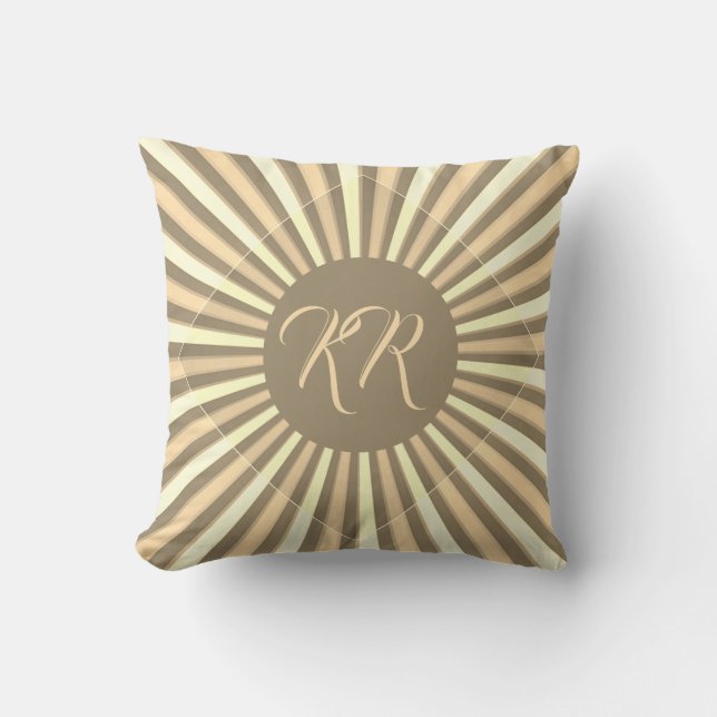 Elegant Stylish Brown Cream Pattern Monogram Cushion (Front)